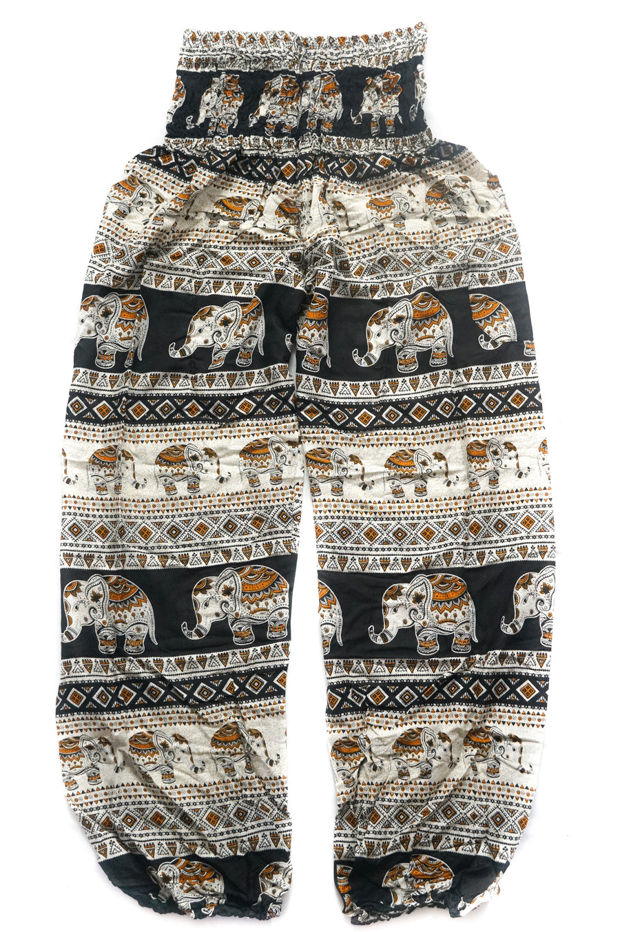 Black Tribal Elephant Harem Pants