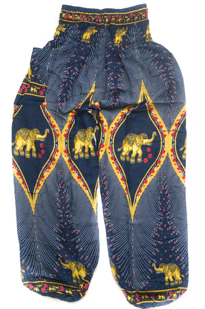 Dark Blue Diamond Elephant Harem Pants