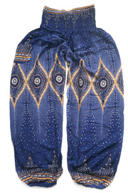 Dark Blue Diamond Peacock Harem Pants