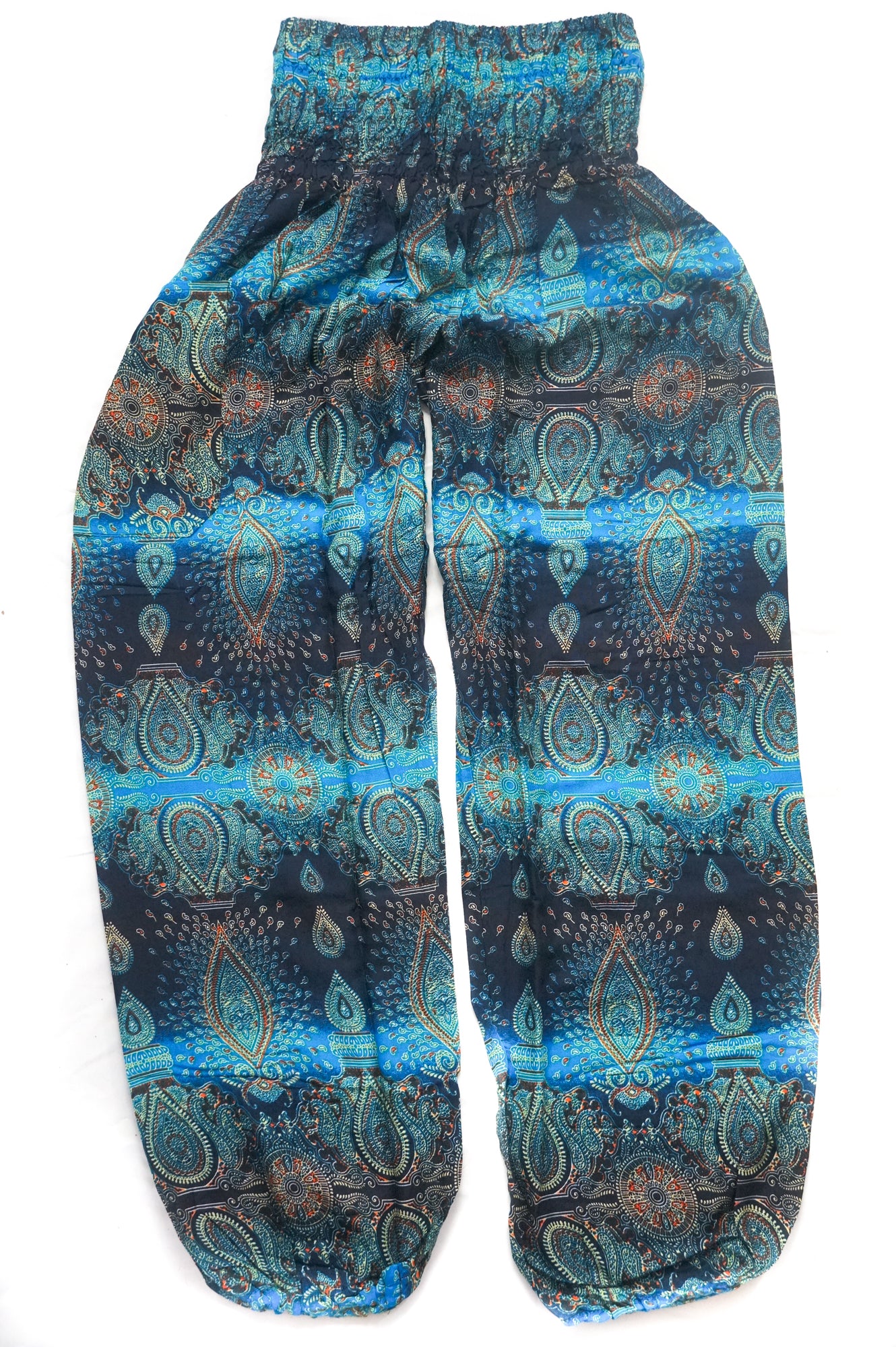 Harem Pants - Large Paisley Print - Turquoise