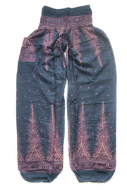 Blue Peacock Light Feather Harem Pants