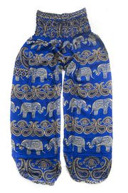 Blue Paisley Elephant Harem Pants