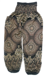 Umber Blossom Mandala Harem Pants