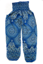 Sky Blue Blossom Mandala Harem Pants