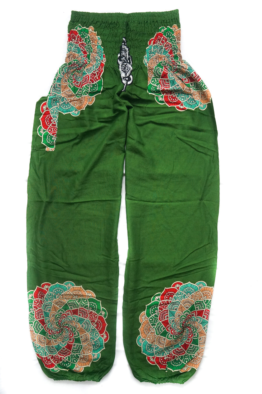 Green Enlighten Flower Harem Pants