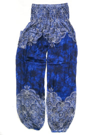 Deep Blue Flower Bouquet Harem Pants