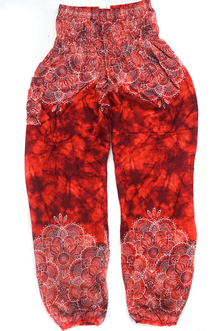 Burgundy Flower Bouquet Harem Pants