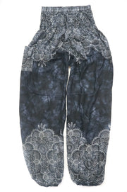 Dark Blue Floral Bouquet Harem Pants