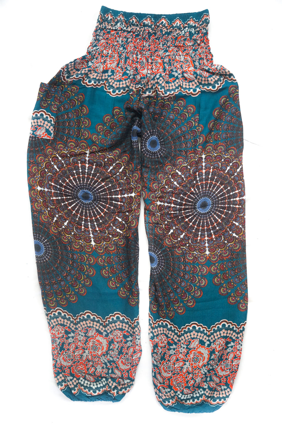 Teal Peacock Tail Harem Pants