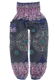 Indigo Peacock Tail Harem Pants