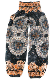 Black Royal Peacock Harem Pants