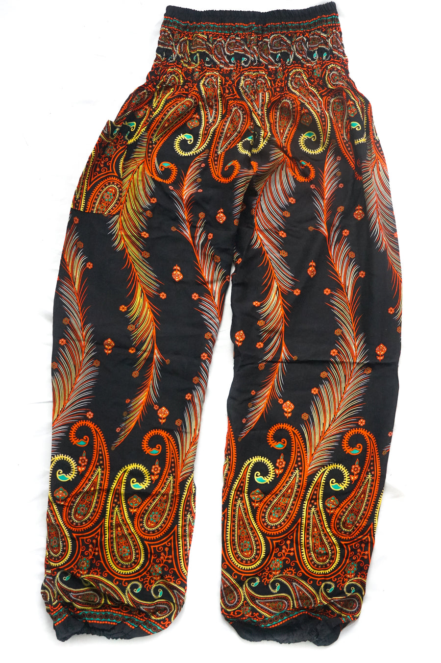 Orange Phoenix Feather Harem Pants