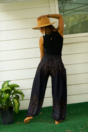 Black Midnight Peacock Harem Pants