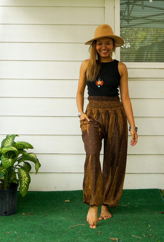 Brown Peacock Harem Pants