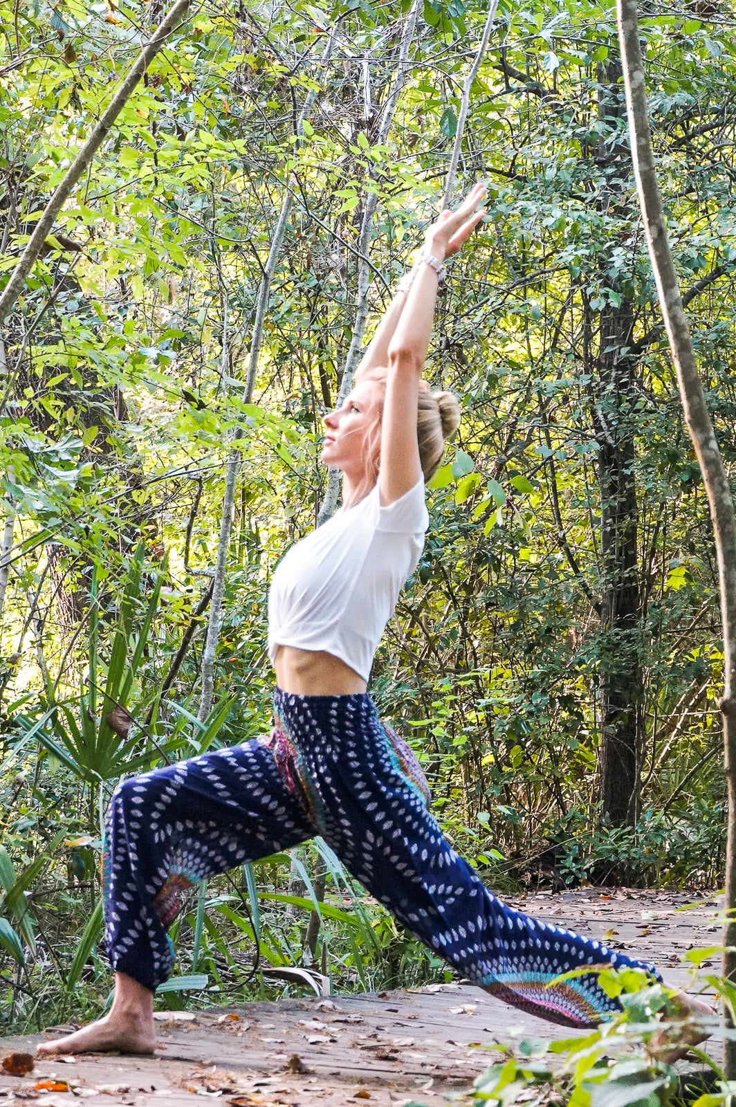 Blue Sun Blossom Harem Pants