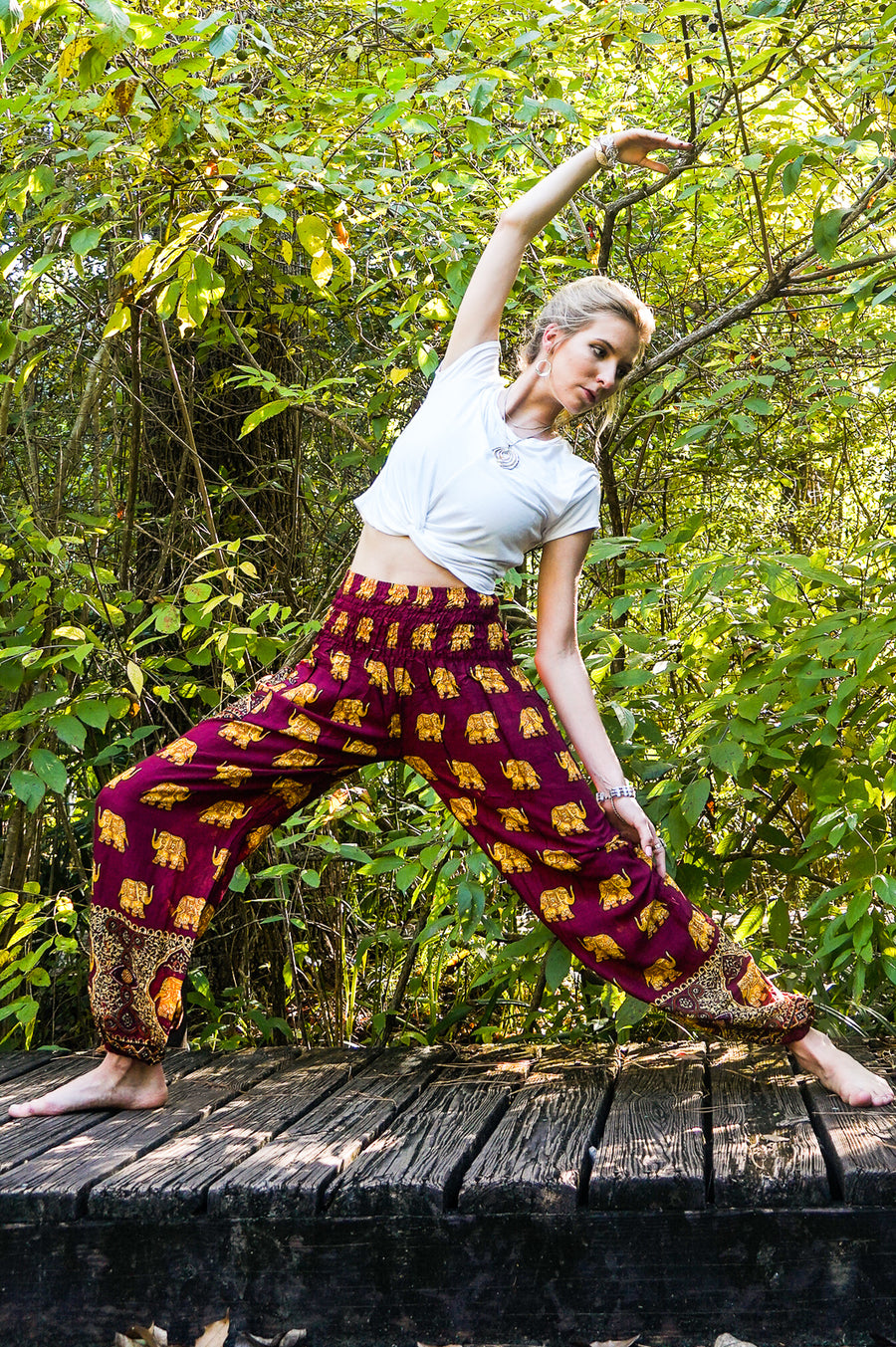 Glee Burgundy Elephant Harem Pants