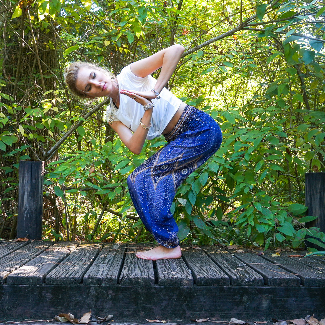 Dark Blue Diamond Peacock Harem Pants