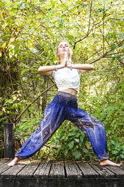 Dark Blue Diamond Peacock Harem Pants