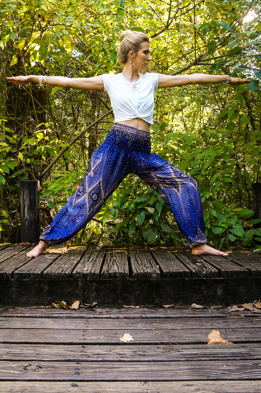 Dark Blue Diamond Peacock Harem Pants