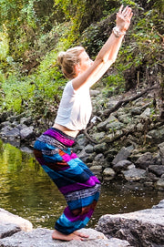 Purple Blue Stripes Harem Pants