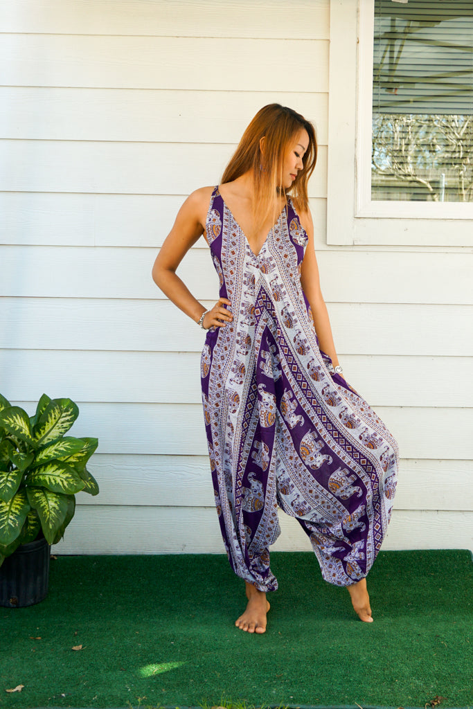 Orchid Elephant  Boho Jumpsuit