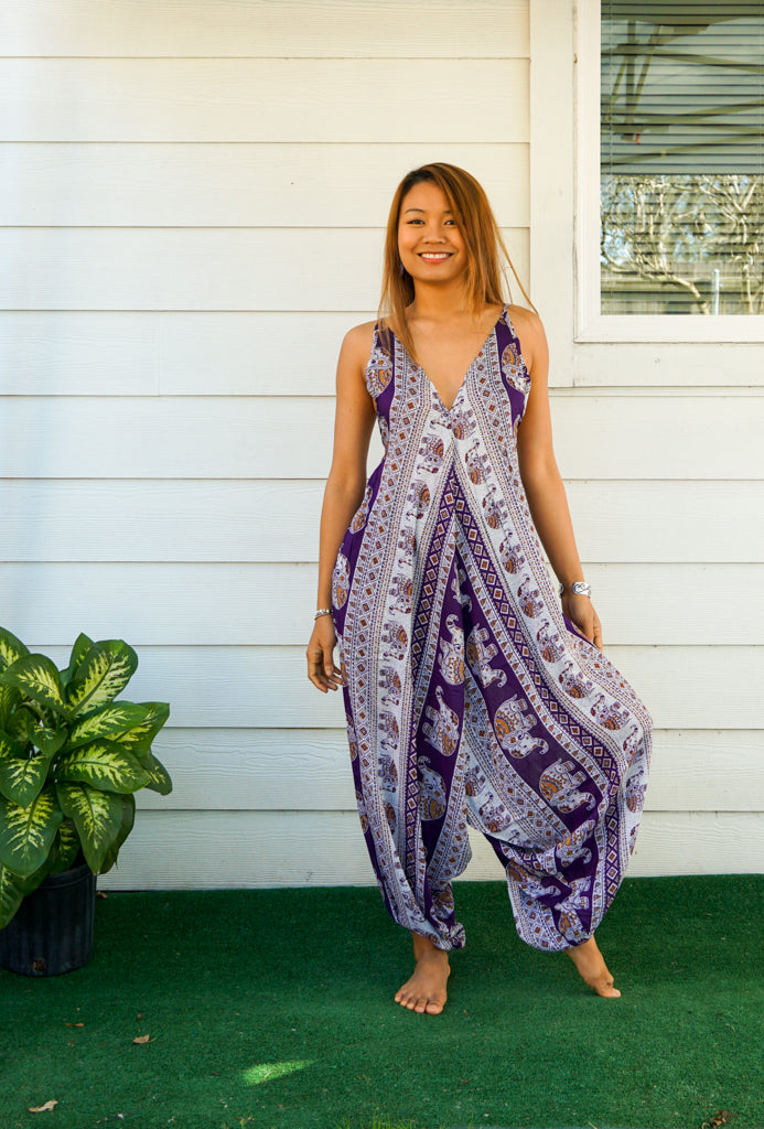 Purple Tribal Elephant Jumpsuit