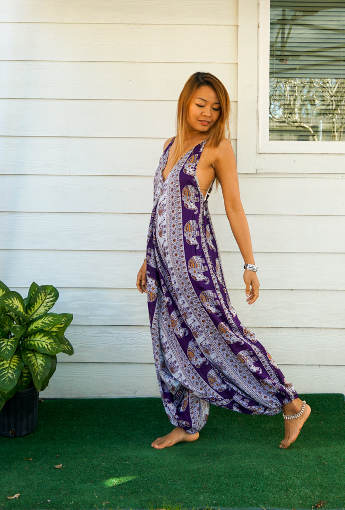 Purple Tribal Elephant Jumpsuit