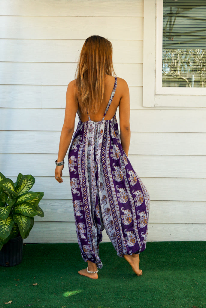 Purple Tribal Elephant Jumpsuit