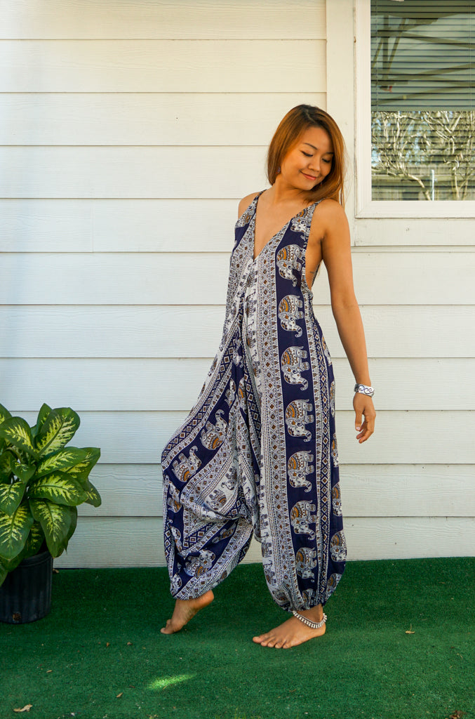 Blue Tribal Elephant Jumpsuit