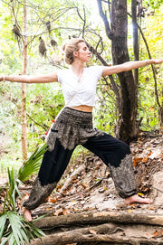 Black Lotus Bloom Harem Pants