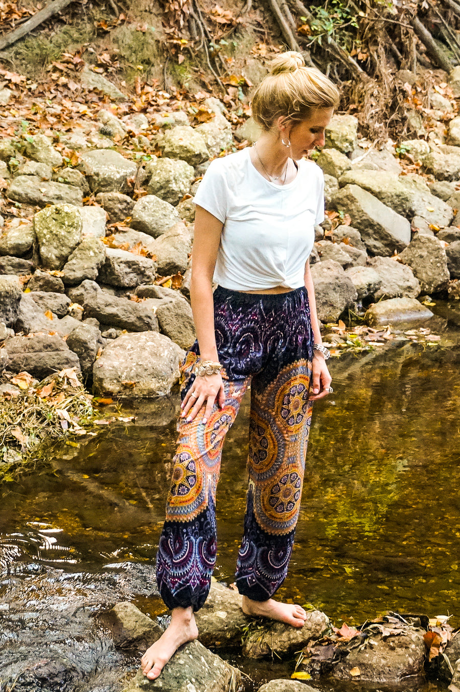 Black Psychedelic Star Harem Pants