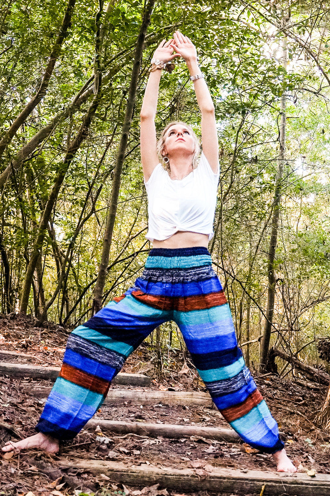 Turquoise Blue Stripes Harem Pants