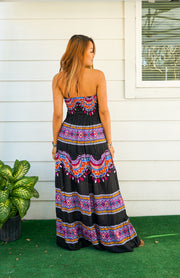 Black and Pink Tiered SunDress Maxi Dress