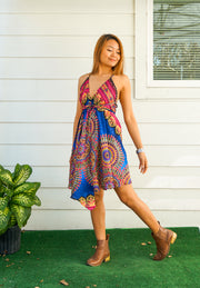 Blue Mandala Boho Short Dress