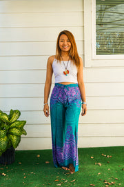 Turquoise Mandala Palazzo Wrap Pants