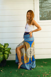 Blue Psychedelic Palazzo Wrap Pants