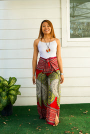 Red Psychedelic Mandala Palazzo Wrap Pants