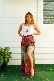 Red Psychedelic Mandala Palazzo Wrap Pants