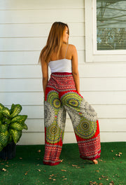 Red Psychedelic Mandala Palazzo Wrap Pants