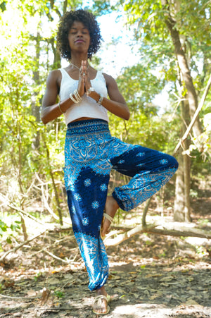 Dark Blue Goddess Mandala Harem Pants