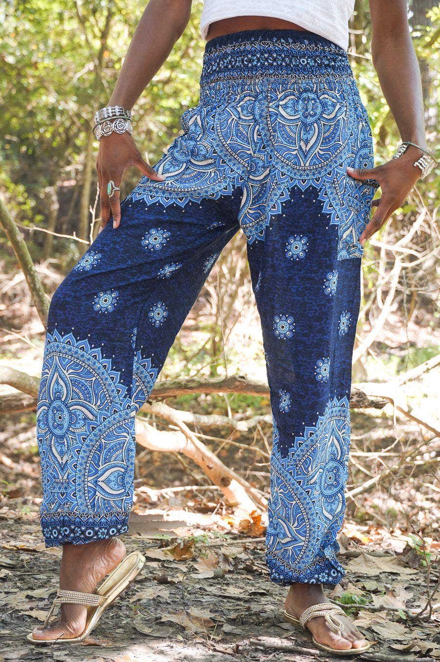 Dark Blue Goddess Mandala Harem Pants