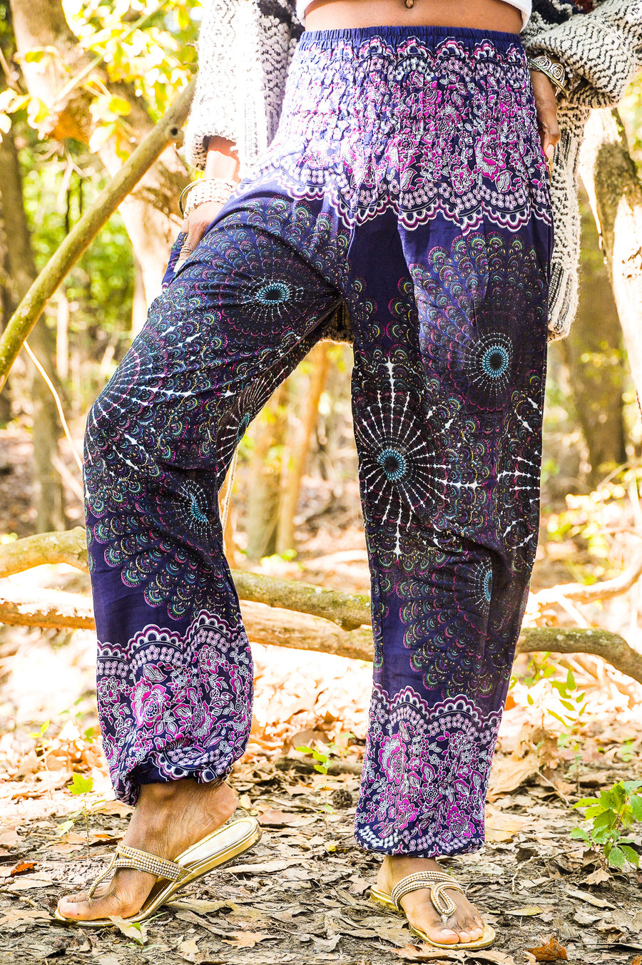 Indigo Peacock Tail Harem Pants