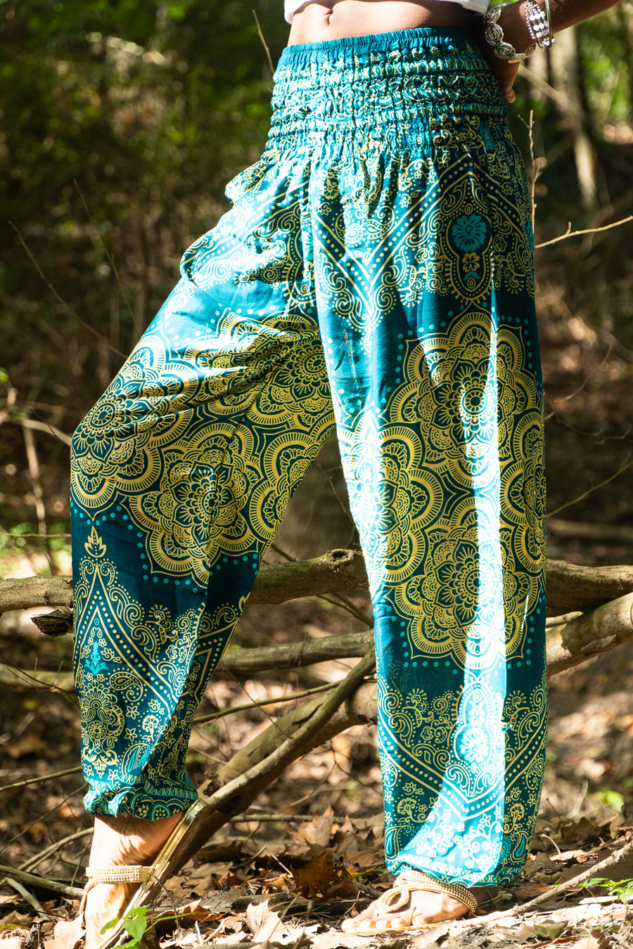 Turquoise Lotus Mandala Harem Pants