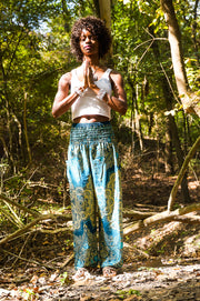 Turquoise Lotus Mandala Harem Pants