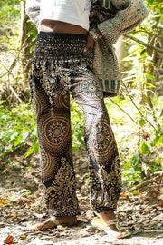 Umber Blossom Mandala Harem Pants