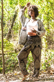 Umber Blossom Mandala Harem Pants