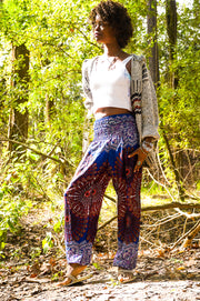 Cobalt Peacock Tail Harem Pants