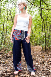 Dark Blue Enlighten Flower Harem Pants