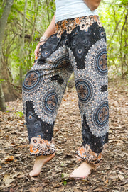 Black Royal Peacock Harem Pants