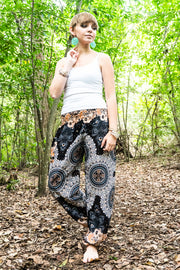 Black Royal Peacock Harem Pants